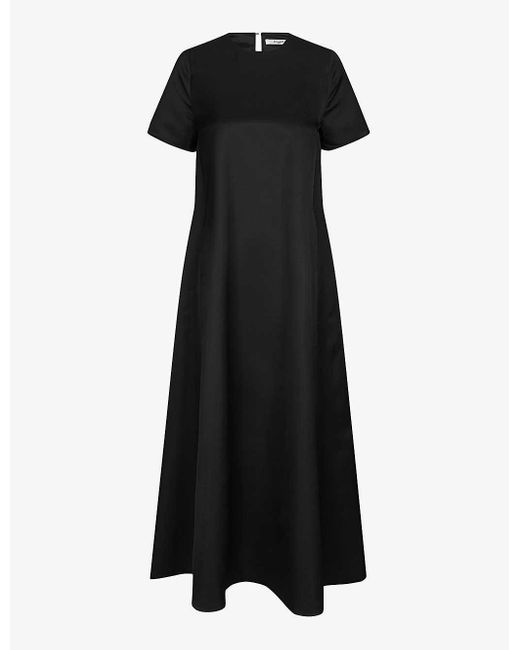 Lovechild Black Rosetta Round-neck Woven Maxi Dress