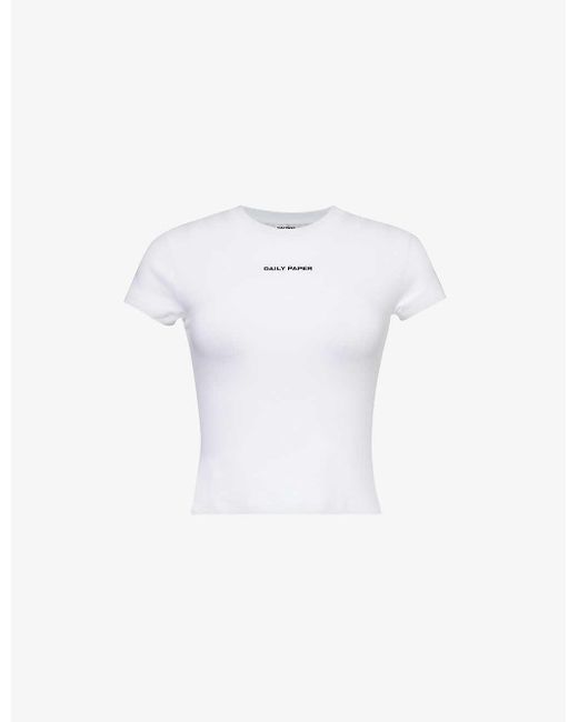 Daily Paper White Round-neck Logo-pattern Stretch-cotton T-shirt
