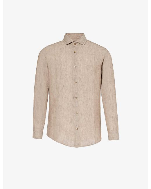 Frescobol Carioca White Antonio Textured-weave Relaxed-fit Linen Shirt for men