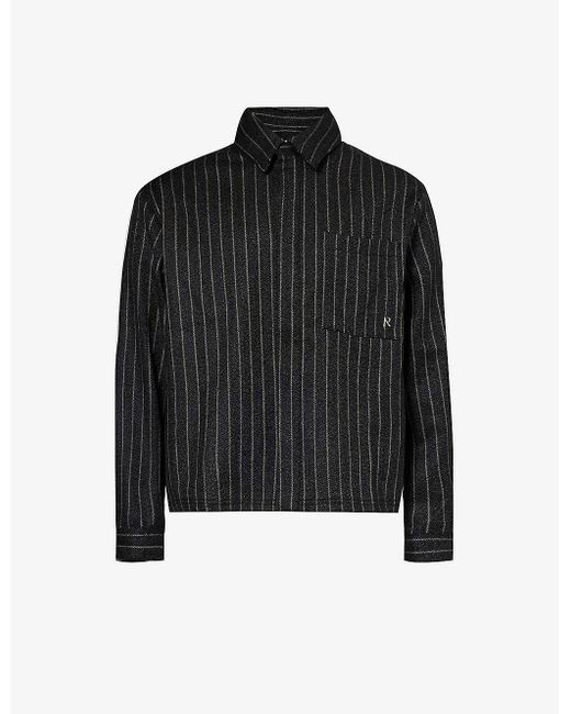 Represent Black Branded-hardware Striped Wool-blend Shirt for men