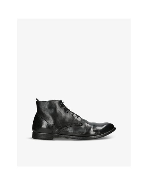 Officine Creative Black Arc Lace-Up Leather Boots for men