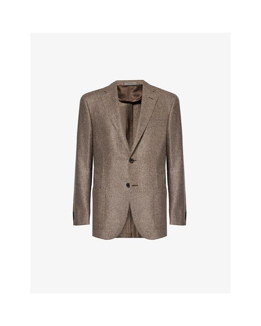 Corneliani Brown Notched-lapel Buttoned-cuff Regular-fit Silk Jacket for men
