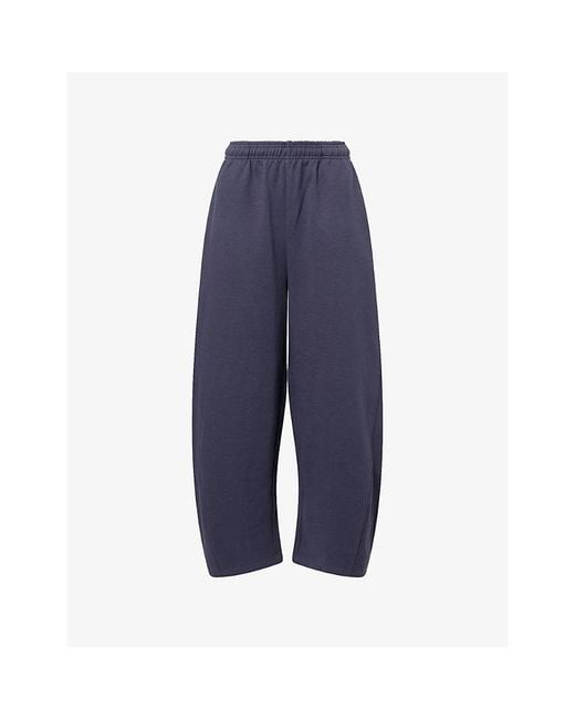 ADANOLA Blue Ribbed Panel Barrel-Leg Cotton-Jersey Jogging Bottoms
