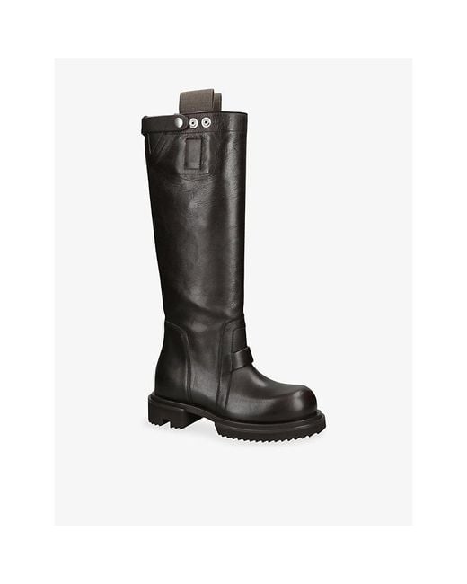 Rick Owens Black Gabe Leather Knee-High Boots