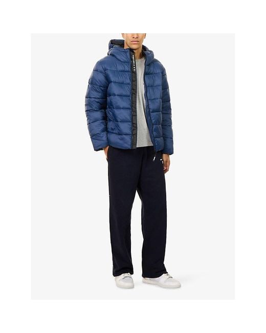 Trapstar Blue Brand-Patch Padded Shell Jacket for men
