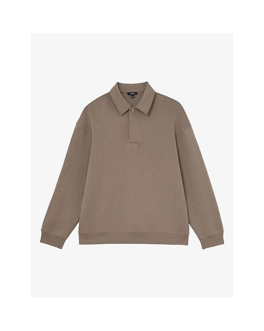 Reiss Gray Brooks Relaxed-Fit Cotton-Blend Polo Sweatshirt for men