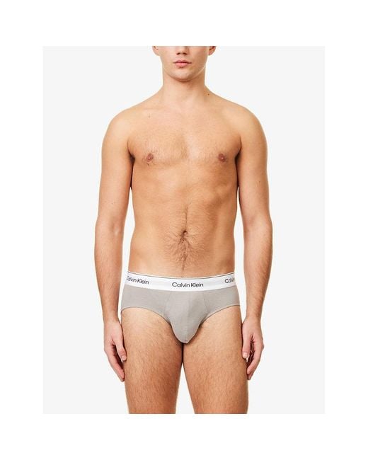 Calvin Klein Modern Cotton Hip Low-Rise Cotton-Blend Jersey Briefs