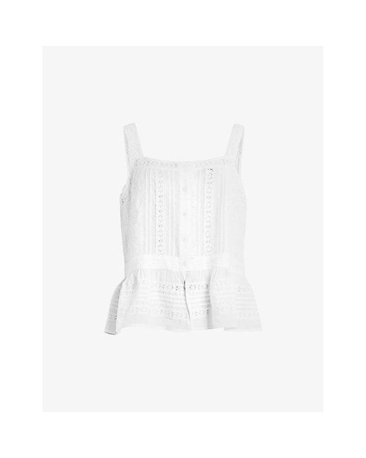 AllSaints White Catalina Broderie Woven Top