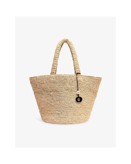 Whistles Metallic Charm Straw Tote Bag