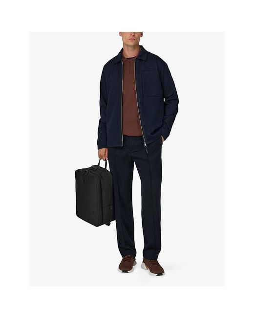 Boggi Blue Zipped Patch-Pocket Wool Jacket for men