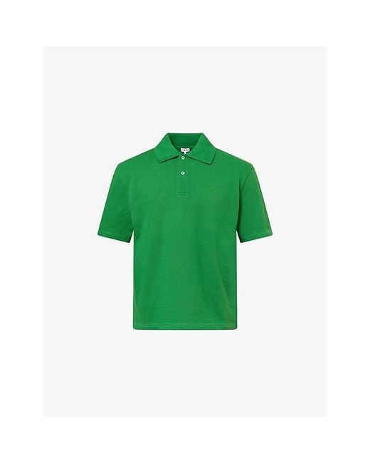 Loewe Green Anagram-Embroidered Cotton Polo Shirt for men