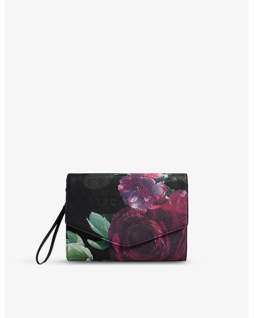 Ted Baker White Floral-print Faux-leather Clutch