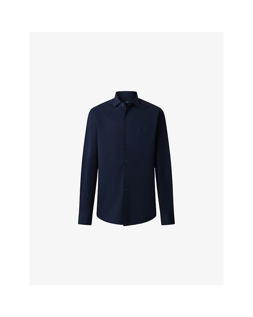 Hackett Blue Tailored-Fit Stretch Cotton-Poplin Shirt Xxl for men