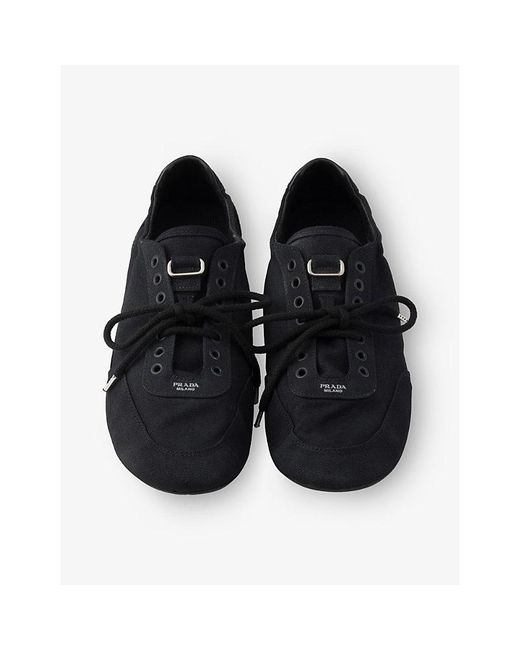 Prada Black Collapse Canvas Trainers