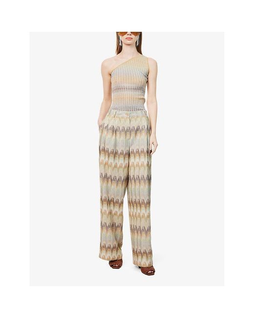 Missoni Natural Wide-leg Mid-rise Woven Trousers