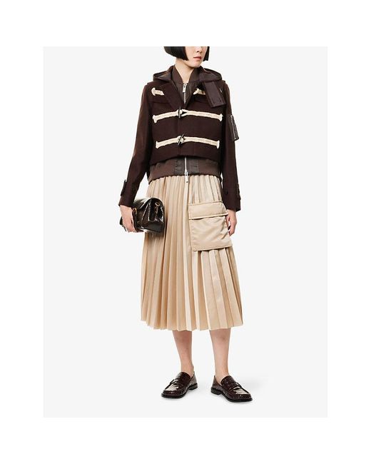 Sacai Red Hooded Toggle Wool-Melton Blouson Jacket