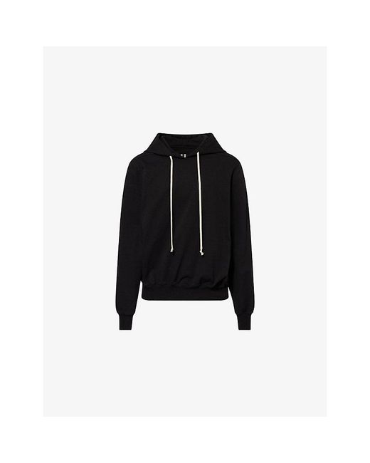 Rick Owens Black Graphic-Print Oversized Cotton Hoody for men