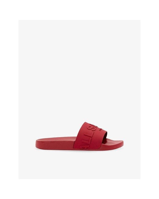 AllSaints Red Biggy Rubber Slides