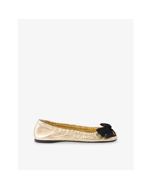 Prada Metallic Mordoré Nappa-Leather Ballet Flats