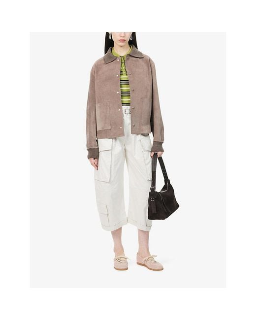 J.W. Anderson Brown Boxy-Fit Collared Suede Jacket