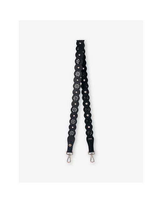 Maje Black Flower Perforated Leather Strap