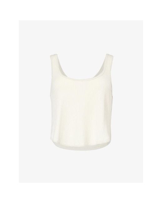 Beyond Yoga White Well Travelled Cropped Stretch-jersey Top