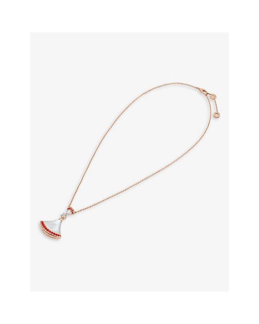 BVLGARI White Divas' Dream 18Ct Rose- Mother-Of-Pearl, Pavé Ruby And 0.1Ct Diamond Pendant Necklace