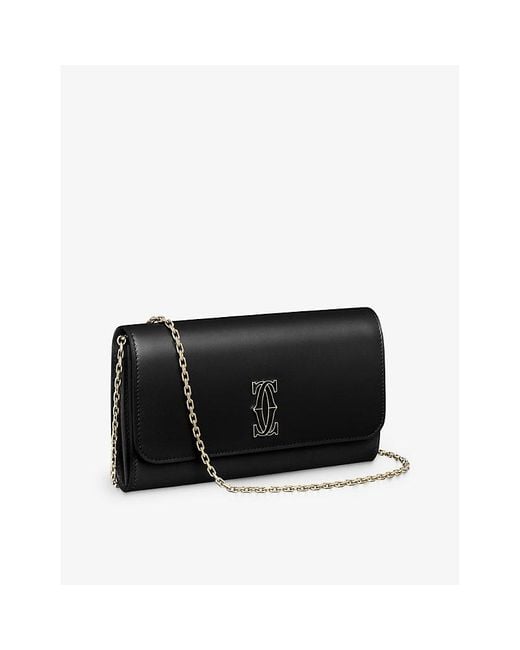 Cartier Black Brand-foiled Leather Wallet On-a-chain