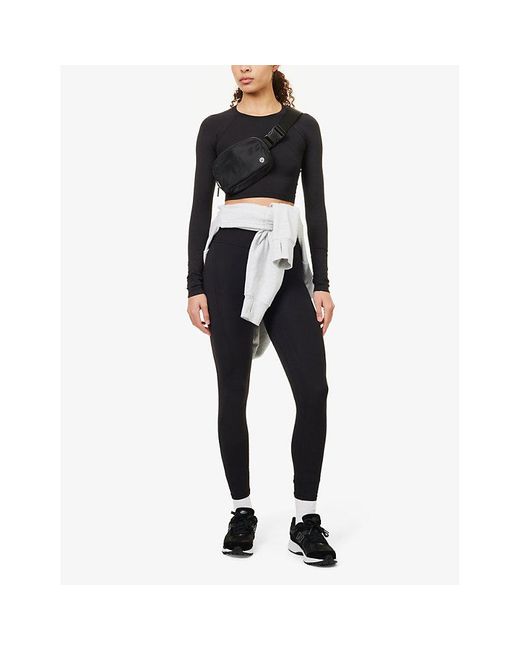 lululemon athletica Black Swiftly Tech 2.0 Cropped Recycled-polyester Top