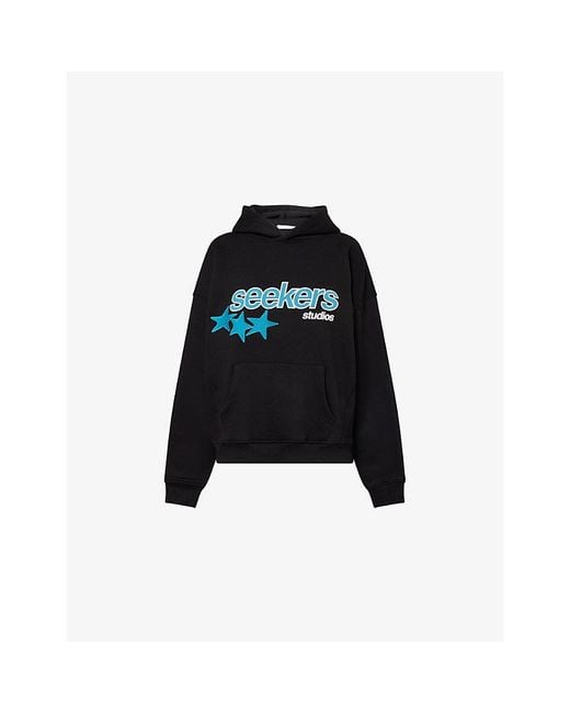 Sisters & Seekers Black Seekers Star-Jump Embroidered Cotton-Blend Hoody