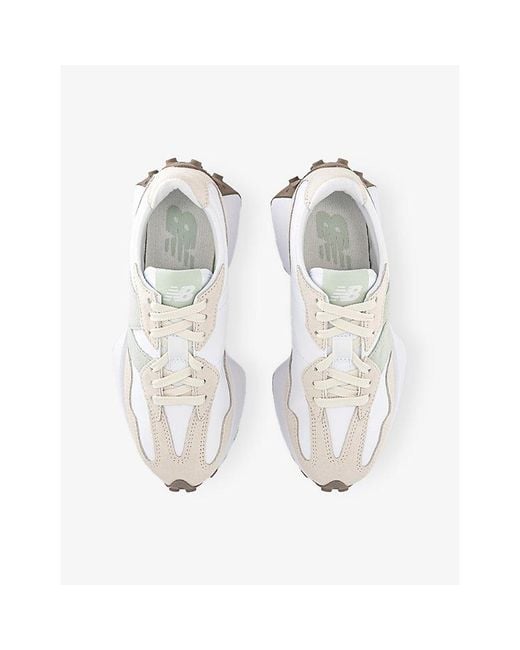 New Balance White 327 Suede And Leather Trainers