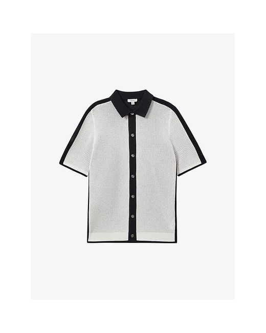 Reiss Black Misto Open-stitch Cotton-blend Shirt for men