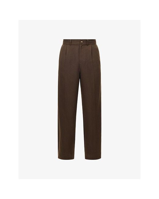 Raith Brown Helio Pleated Relaxed-Fit Woven Trousers for men