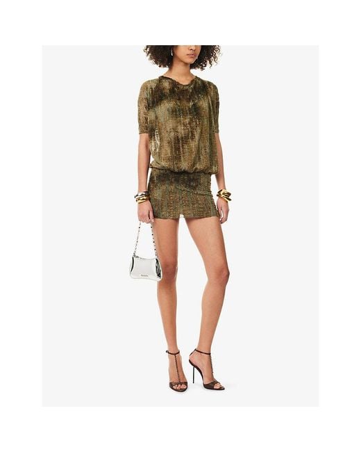 ophidian devore mini dress jaded Jaded London Flocked Ophidian Mini Dress in Brown