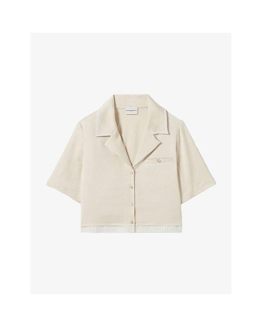 Claudie Pierlot Natural Boxy Short-Sleeve Satin Shirt