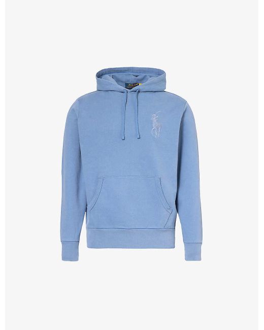 Polo Ralph Lauren Blue Logo-embroidered Cotton-jersey Hoody for men