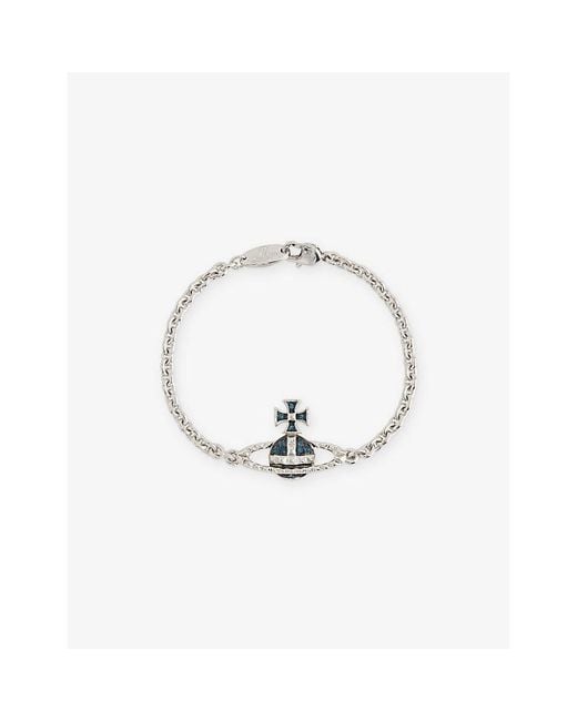 Vivienne Westwood Metallic Mayfair Bas Relief Rhodium-Plated Brass And Gemstone Pendant Bracelet for men