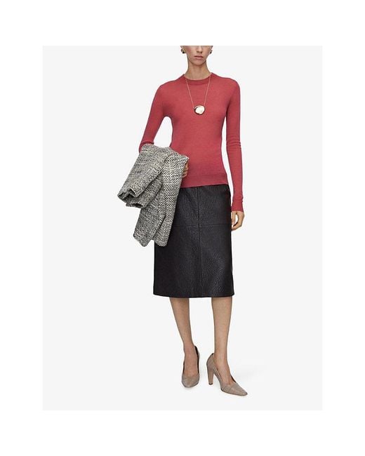 Joseph Red Cashair Round-Neck Cashmere Jumper