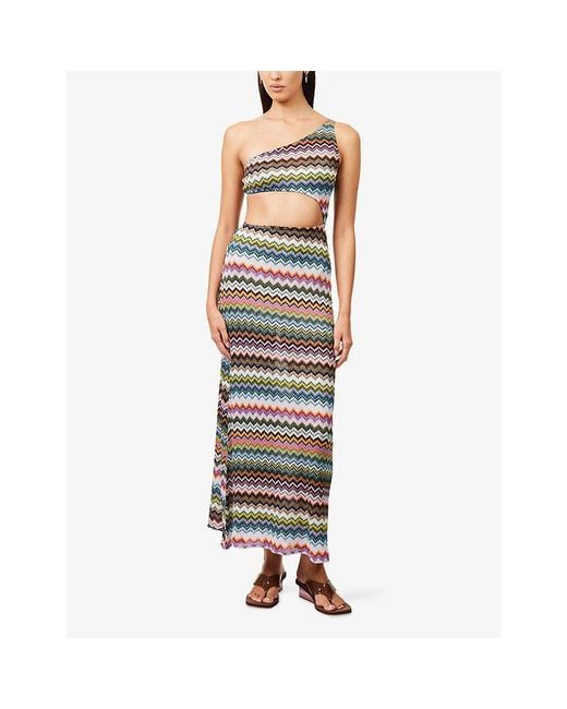Missoni White Cut-Out Chevron Knitted Maxi Cover Up