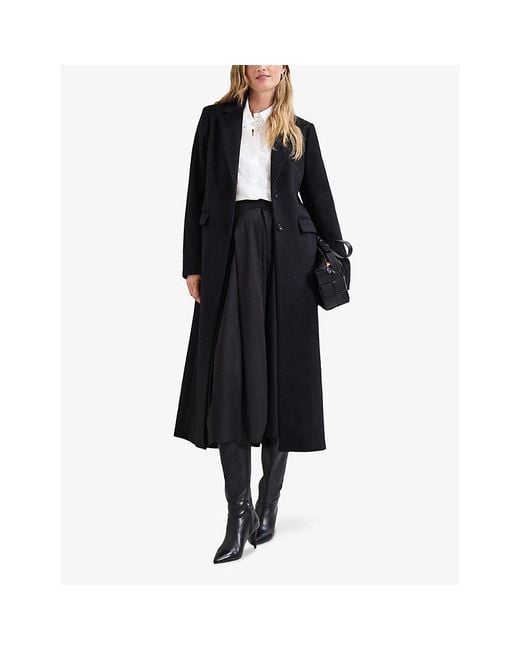 Phase Eight Black Lydia Long Wool-Blend Coat