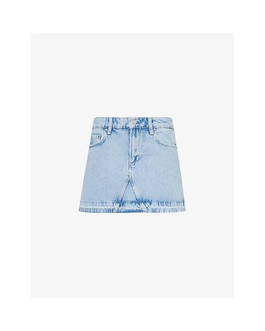 PAIGE Blue Jessie Mid-rise Stretch-denim Blend Mini Skirt