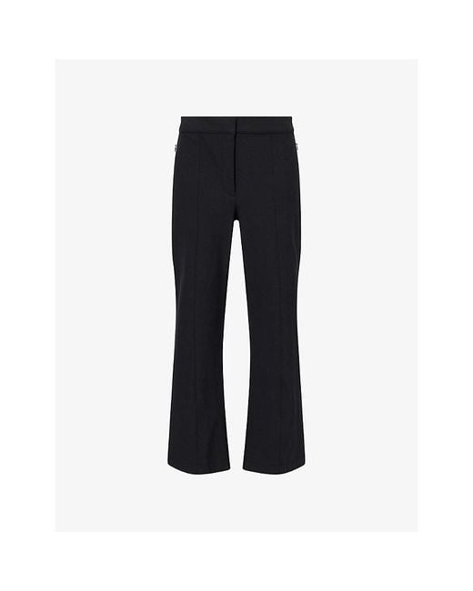Theory Black Seamed Kick Cropped-Leg Woven Trousers