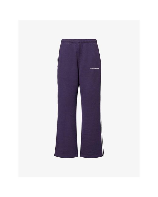 ADANOLA Purple 90S Sport Straight-Leg Cotton-Jersey Jogging Bottoms