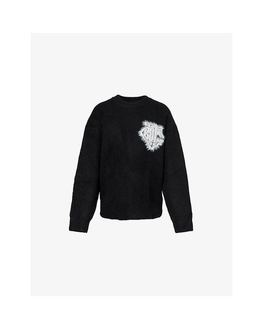 The Couture Club Black Monogram Emblem Round-Neck Knitted Jumper