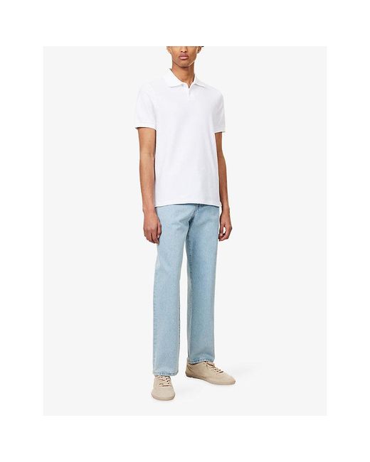 Dunhill White Ad Cypher Pique Short-Sleeve Cotton Polo Top for men