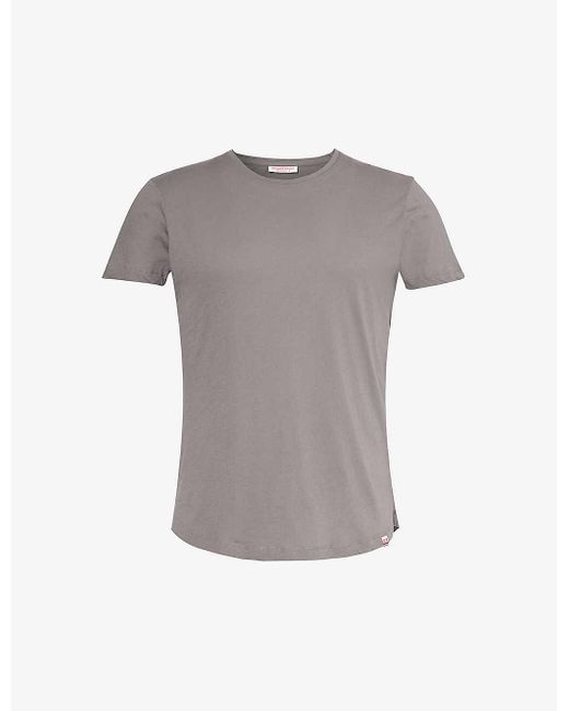 Orlebar Brown Gray Brand-tab Round-neck Cotton T-shirt for men