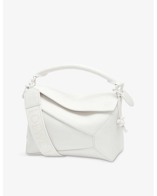 Loewe Puzzle Edge Small Leather Crossbody Bag in White Lyst