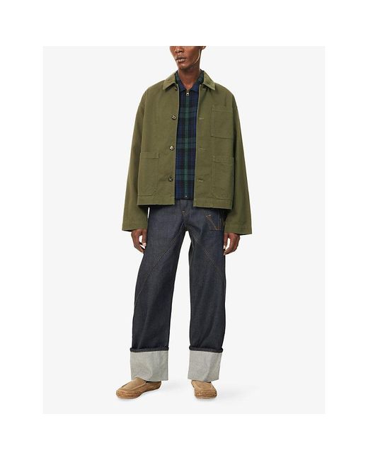 J.W. Anderson Green Patch-Pocket Leather-Patch Cotton Jacket for men