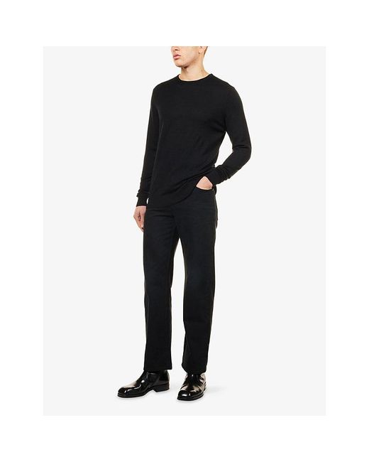 Sunspel Blue Crew-Neck Long-Sleeve Wool Jumper for men