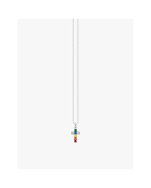 Thomas Sabo White Cross Sterling- Zirconia And Glass Pendant Necklace
